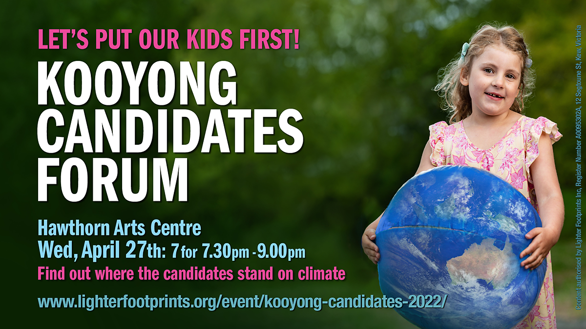 Kooyong Candidates Forum Wednesday April 27th 7.30-9.00pm Hawthorn Arts Centre