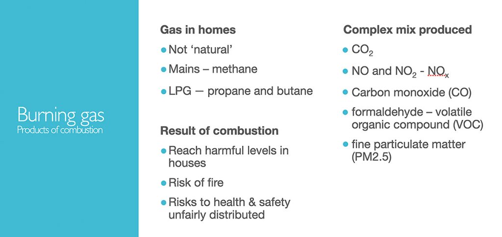 Burning gas in our homes produces many harmful products of combustion