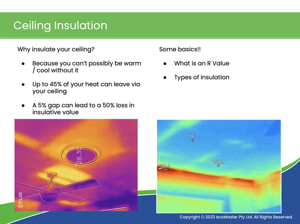 Ceiling insulation is the most important - you can see gaps in the insulation due to faulty installation in the thermal camera imaging