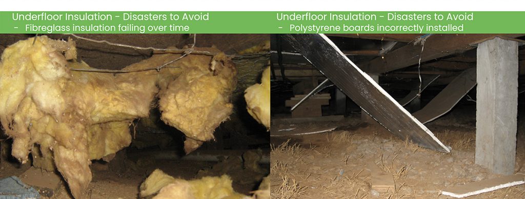 Chicken wire failed to hold in the fibregass insulation and it is very difficult to use rigid insulation under floors
