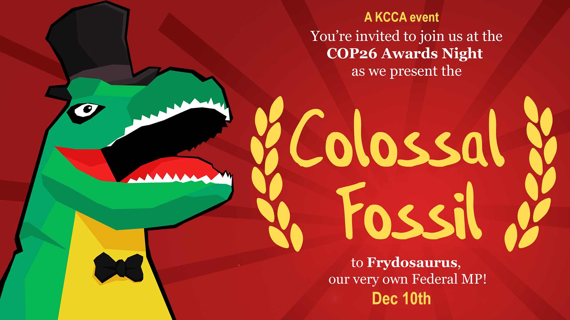 Frydo Fridays: the Colossal Fossil Awards on December 10th, 5.30pm, 145 Camberwell Rd, Hawthorn East