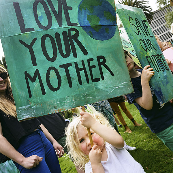 Love your Mother - child holding sign at the Climate Strike