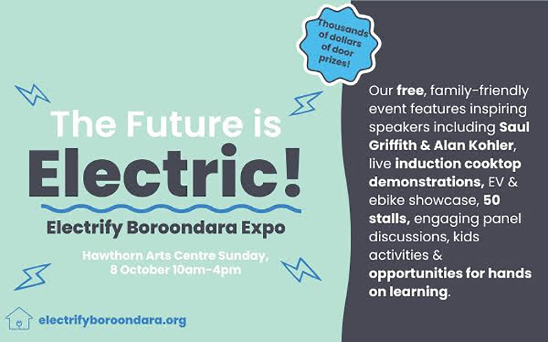 Electrify Boroondara Expo Sunday 8th October